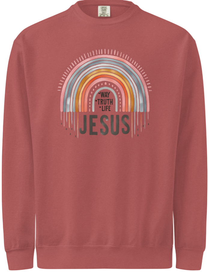 Jesus, way truth life rainbow Sweatshirt