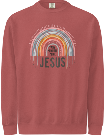 Jesus, way truth life rainbow Sweatshirt