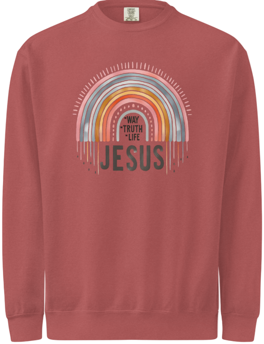 Jesus, way truth life rainbow Sweatshirt