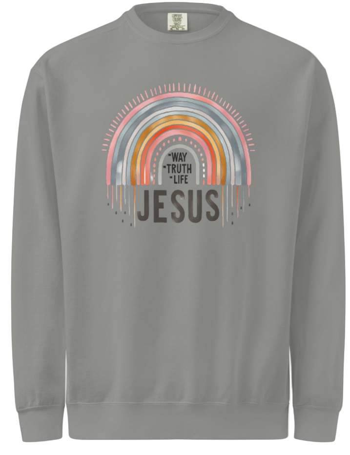 Jesus, way truth life rainbow Sweatshirt