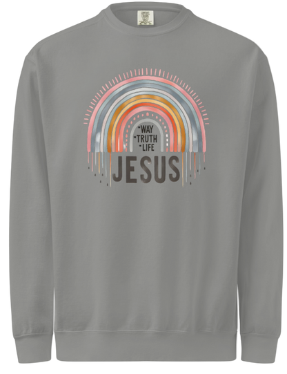 Jesus, way truth life rainbow Sweatshirt