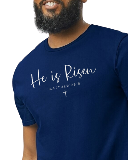 HE IS RISEN (white print)